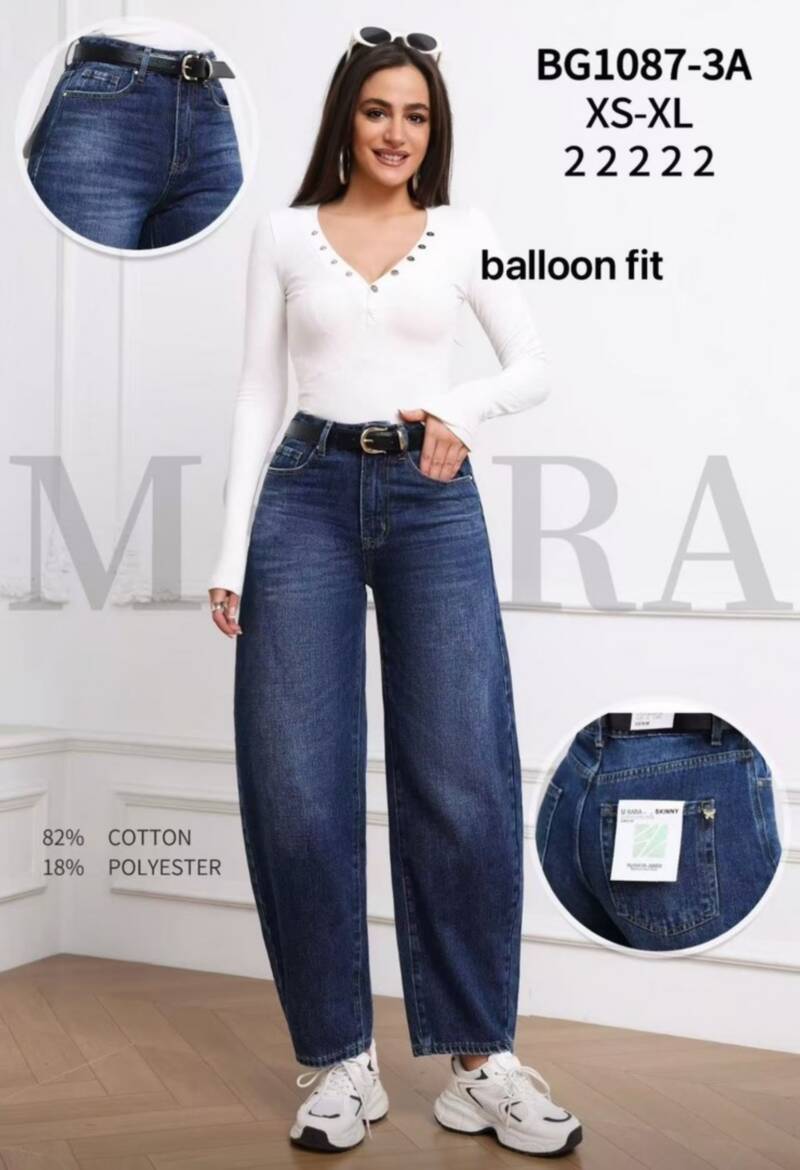 Spodnie jeansy damskie Roz XS-XL, 1 Kolor Paczka 10 szt